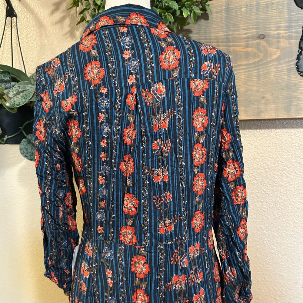 Lulu's Blue and Orange Bishop Sleeve Sundress - Picture 6 of 8